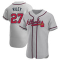 Johmsee A.Braves #27 Austin Riley Player Gray Authentic Road Stitched Jerseys