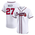Johmsee A.Braves #27 Austin Riley Player White Elite Home Stitched Jerseys