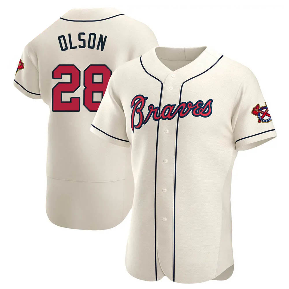 Johmsee A.Braves #28 Matt Olson Player Cream Authentic Alternate Stitched Jerseys