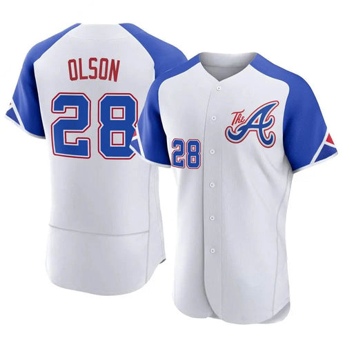 Johmsee A.Braves #28 Matt Olson Player White Authentic City Connect Stitched Jerseys