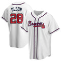 Johmsee A.Braves #28 Matt Olson Player White Replica Home Stitched Jerseys