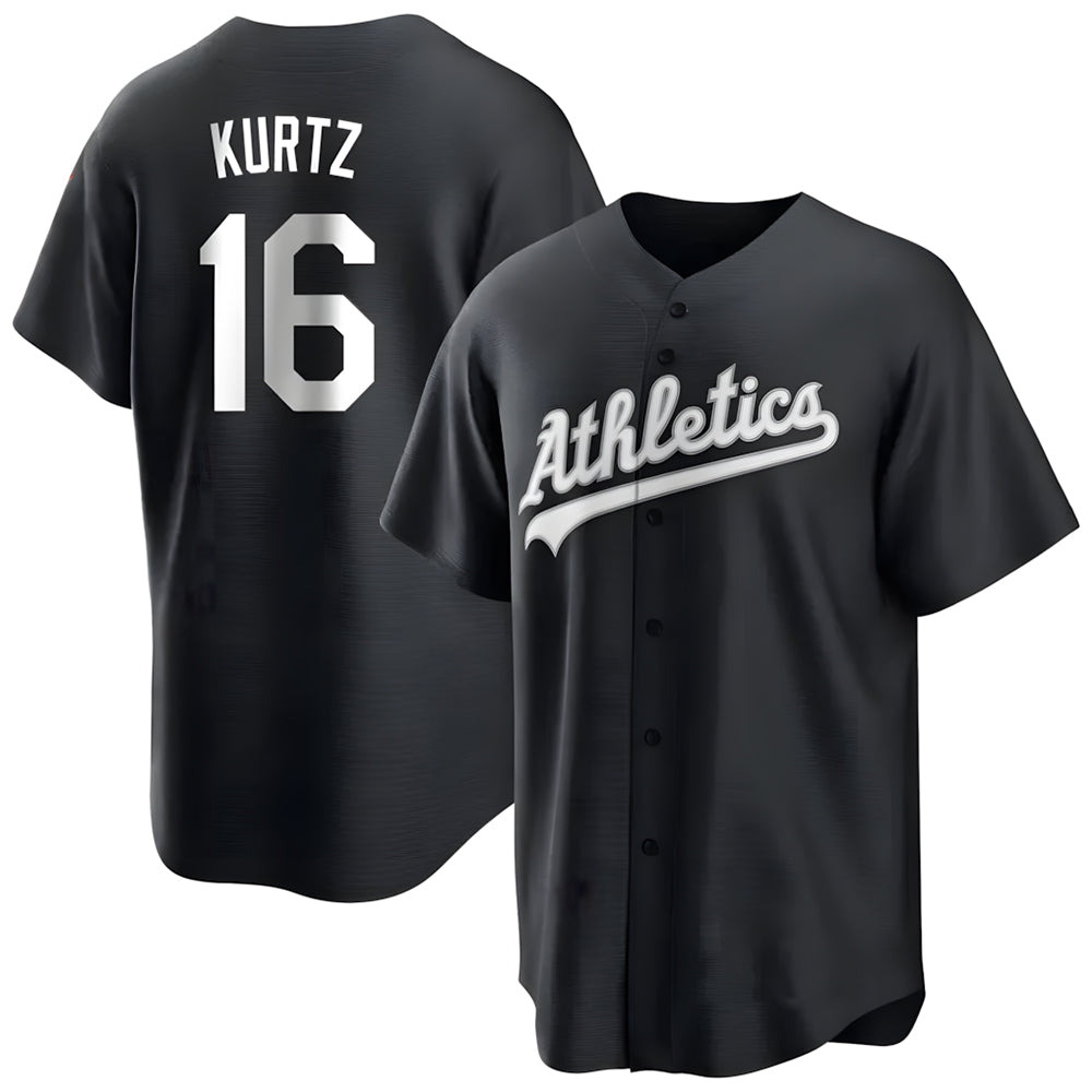 Johmsee Athletics #16 Nick Kurtz Player Black Game Stitched Jerseys