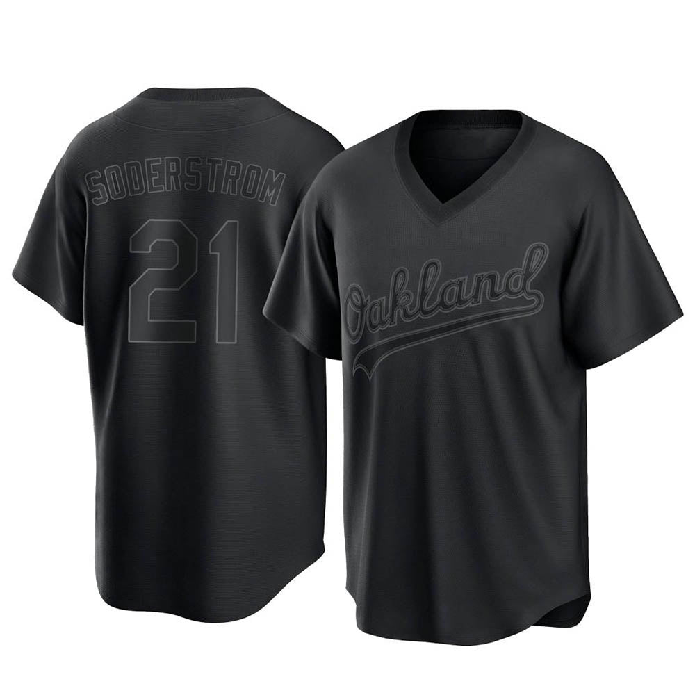 Johmsee Athletics #21 Tyler Soderstrom Player Black Replica Pitch Fashion Stitched Jersey