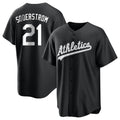 Johmsee Athletics #21 Tyler Soderstrom Player Black&White Replica Stitched Jersey