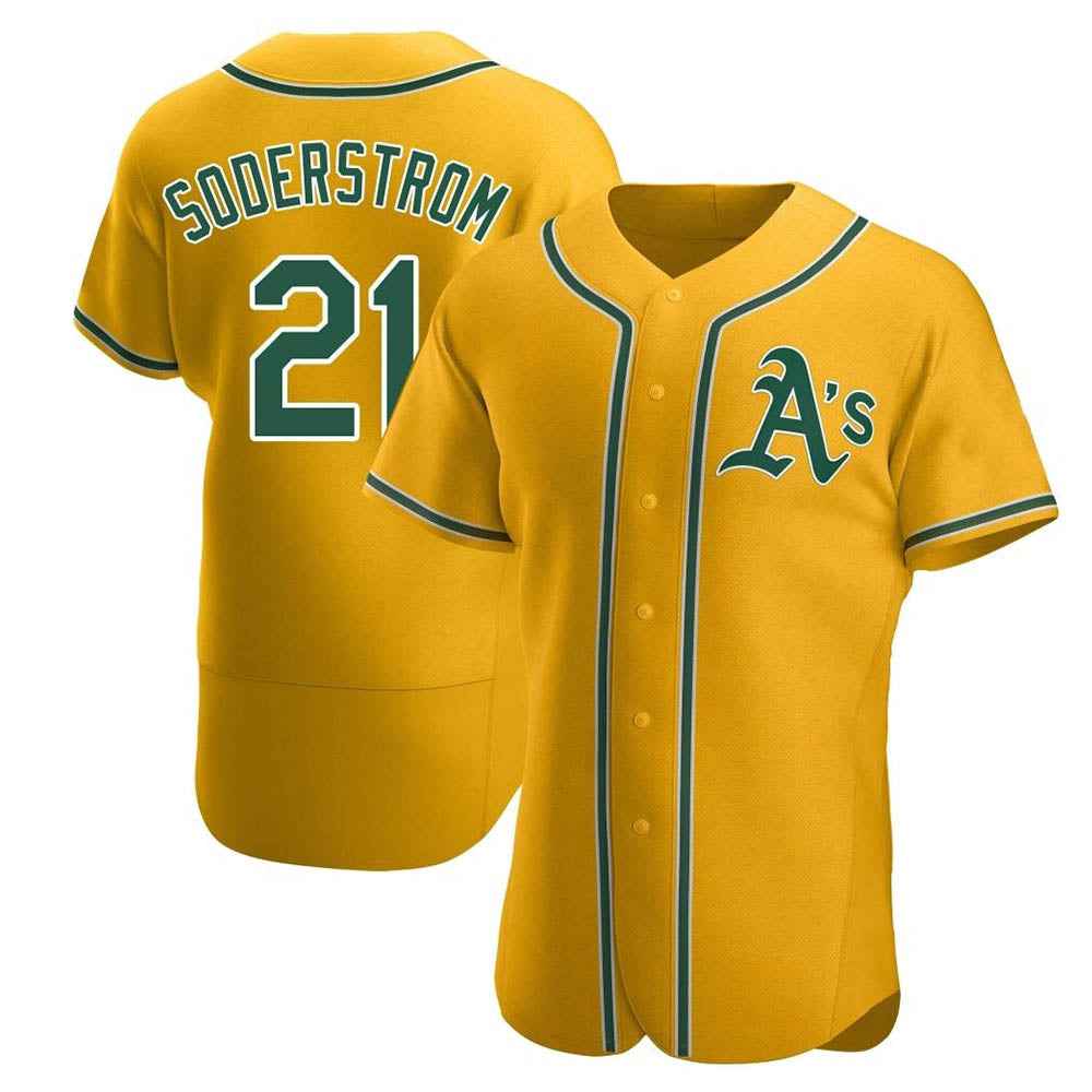 Johmsee Athletics #21 Tyler Soderstrom Player Gold Authentic Alternate Stitched Jersey