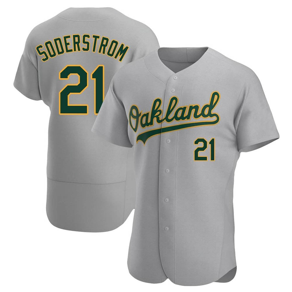 Johmsee Athletics #21 Tyler Soderstrom Player Gray Authentic Road Stitched Jersey