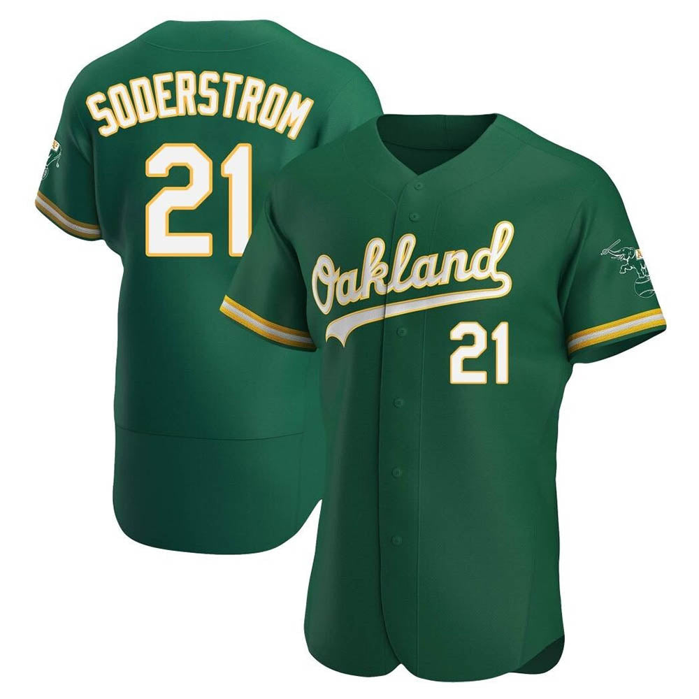Johmsee Athletics #21 Tyler Soderstrom Player Green Authentic Kelly Alternate Stitched Jersey
