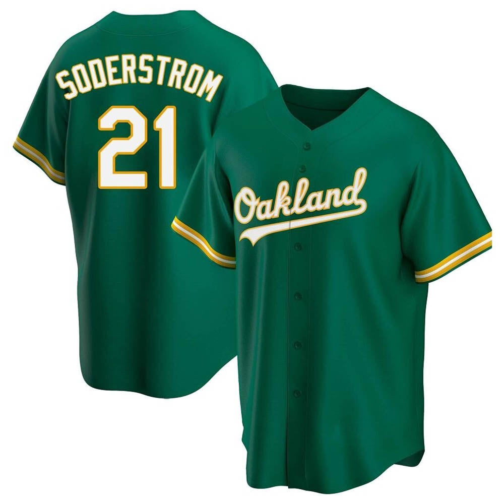 Johmsee Athletics #21 Tyler Soderstrom Player Green Replica Kelly Alternate Stitched Jersey