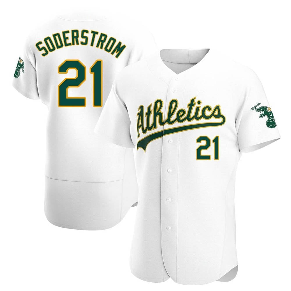 Johmsee Athletics #21 Tyler Soderstrom Player White Authentic Home Stitched Jersey