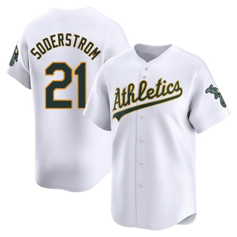 Johmsee Athletics #21 Tyler Soderstrom Player White Limited Home Stitched Jersey