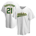 Johmsee Athletics #21 Tyler Soderstrom Player White Replica Home Stitched Jersey