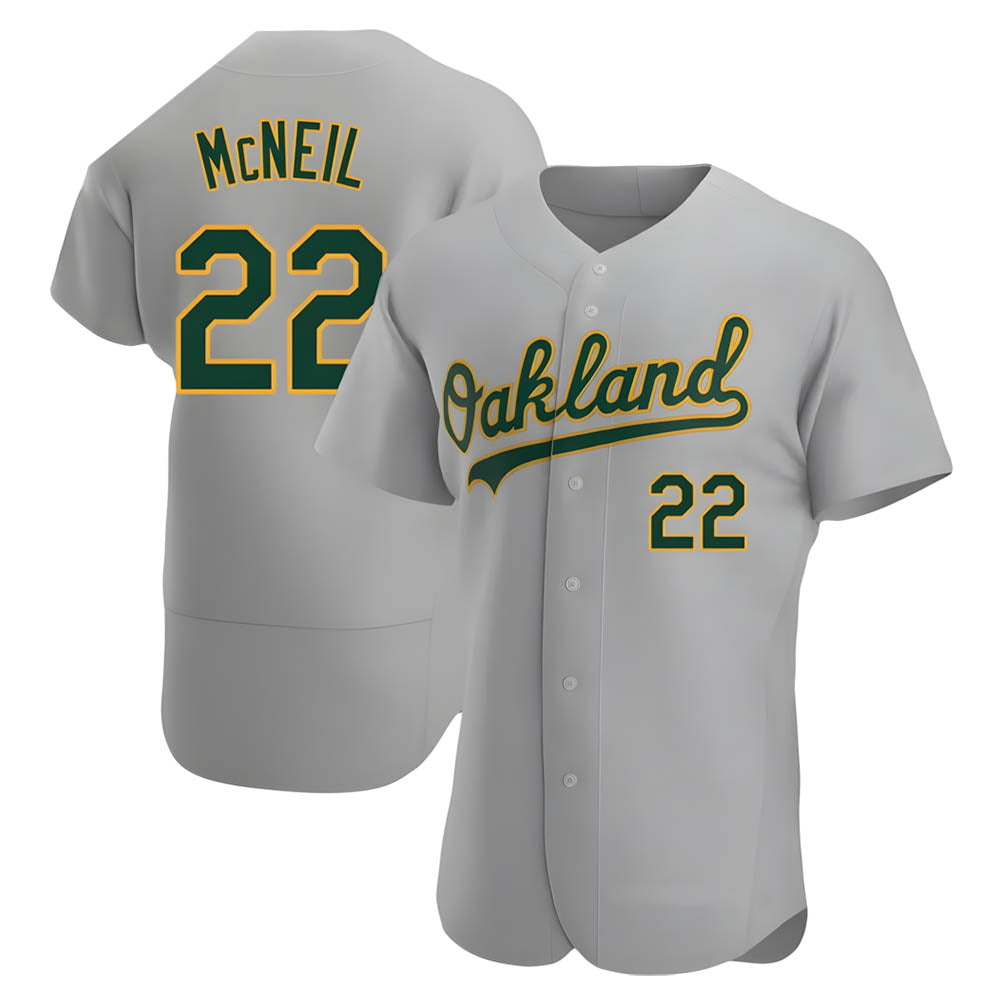 Johmsee Athletics #22 Jeff McNeil player Gray Authentic Road Stitched Jersey