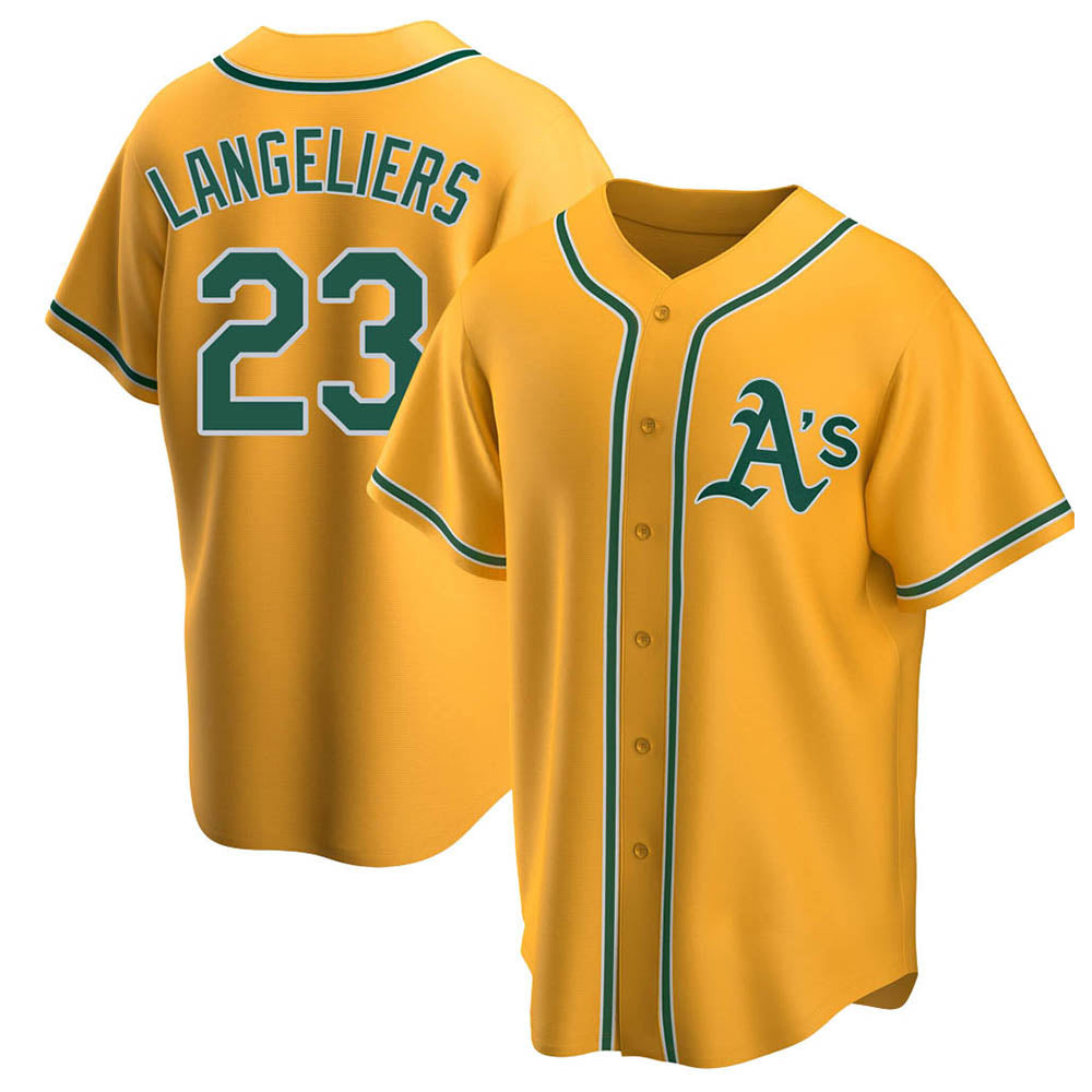 Johmsee Athletics #23 Shea Langeliers Player Gold Replica Alternate Stitched Jersey