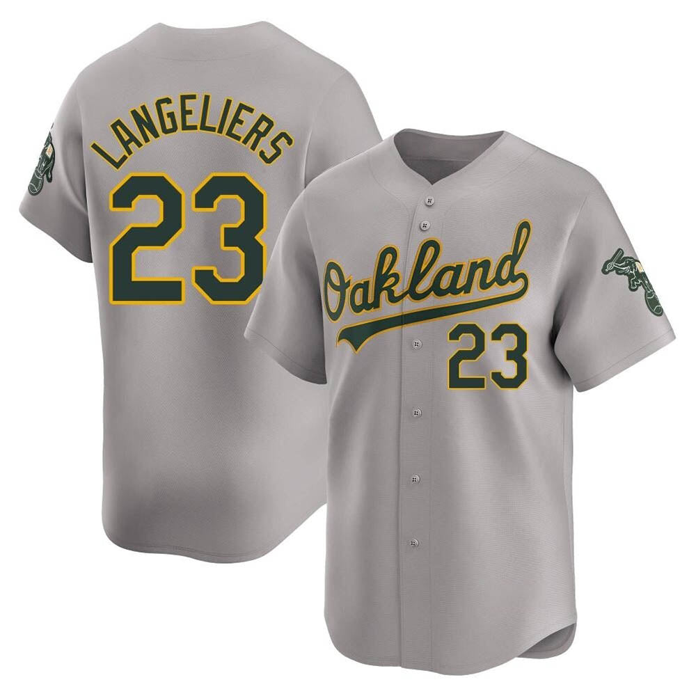 Johmsee Athletics #23 Shea Langeliers Player Gray Limited Away Stitched Jersey