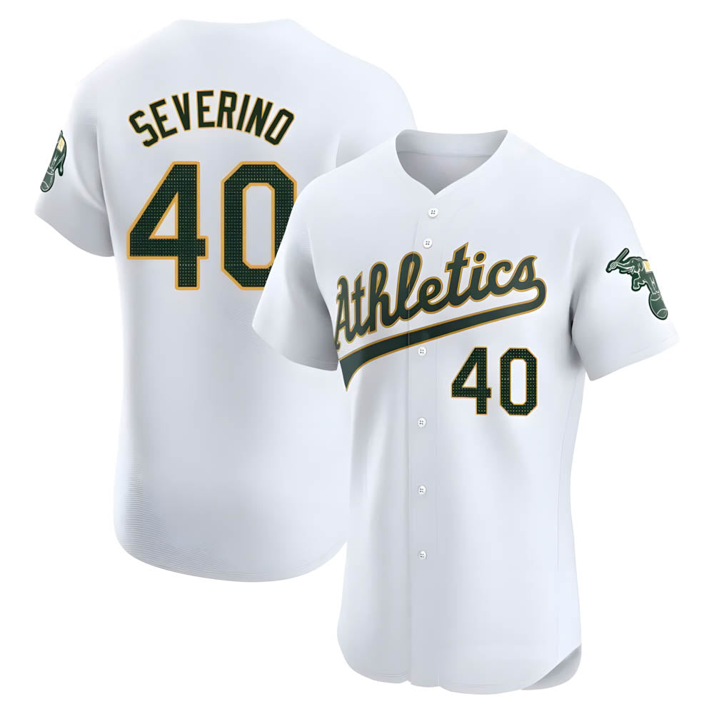 Johmsee Athletics #40 Luis Severino player White Elite Home Stitched Jersey