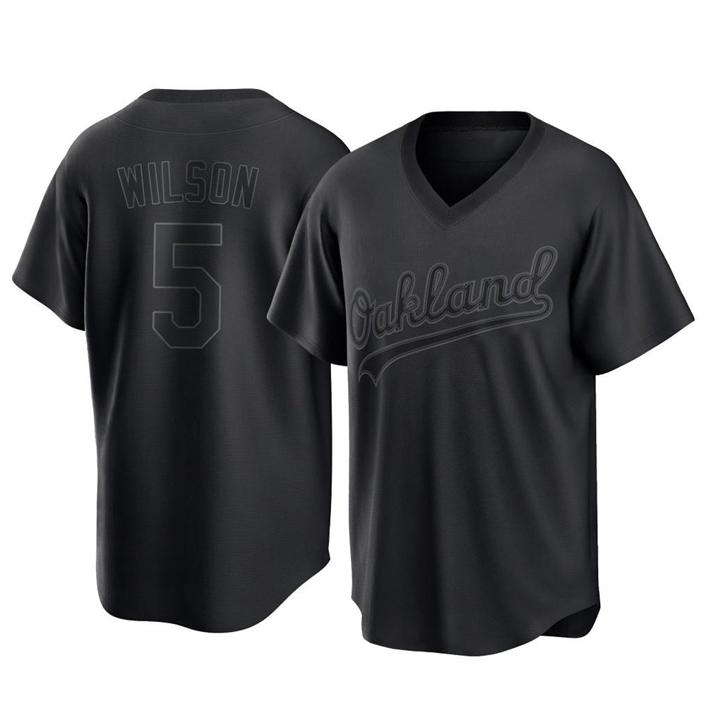Johmsee Athletics #5 Jacob Wilson Black Replica Pitch Fashion T shirt Stitched Jersey