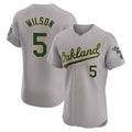 Johmsee Athletics #5 Jacob Wilson Gray Elite Road Stitched Jersey