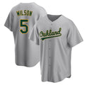 Johmsee Athletics #5 Jacob Wilson Gray Replica Road Stitched Jersey
