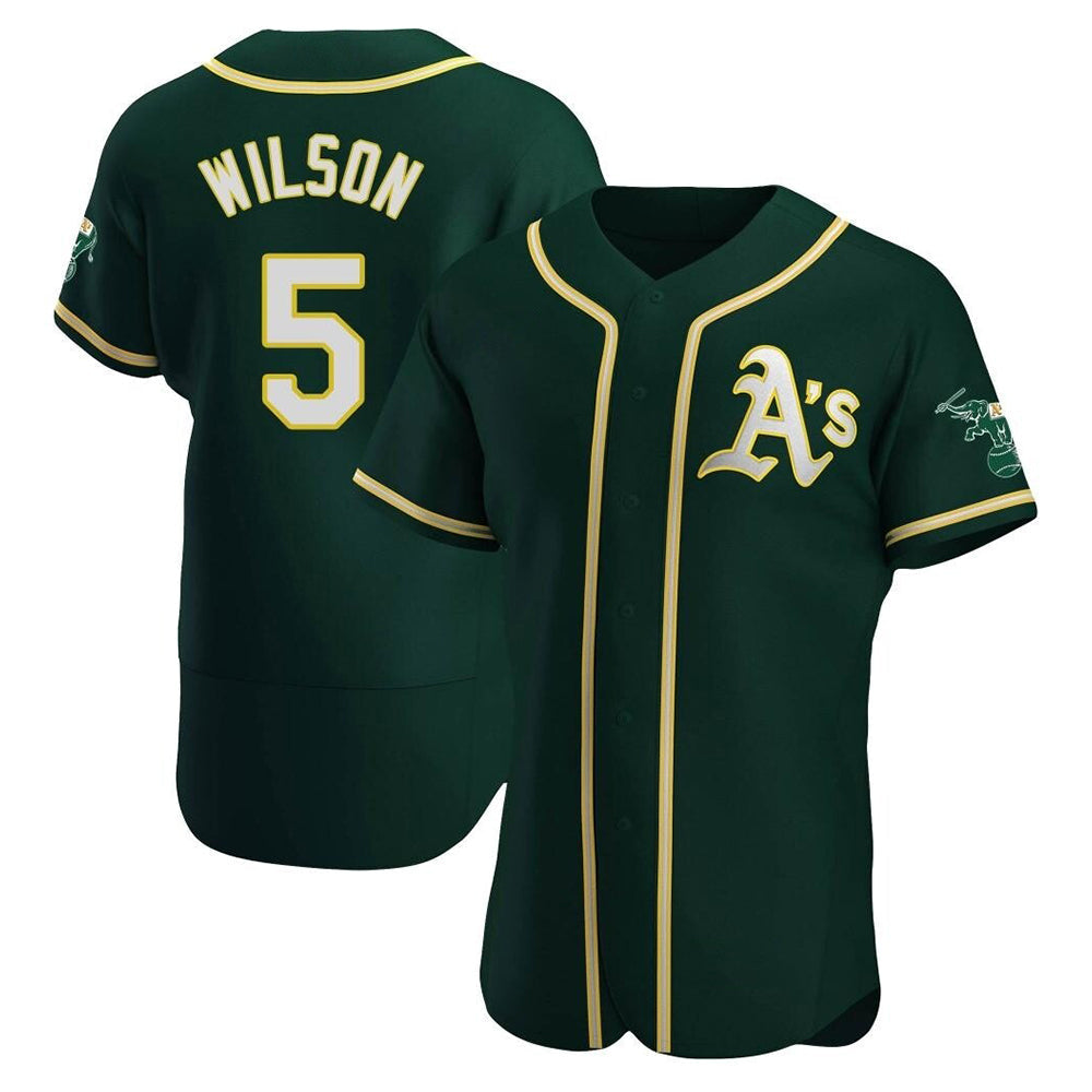 Johmsee Athletics #5 Jacob Wilson Green Authentic Alternate Stitched Jersey