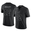 Johmsee B.Bills #12 Jim Kelly Player Black RFLCTV Limited Stitched Jerseys