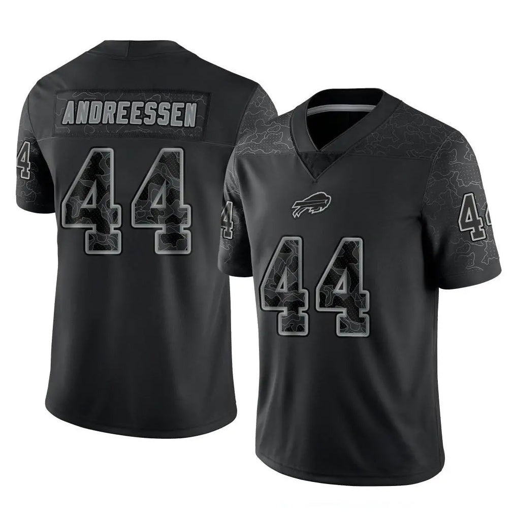 Johmsee B.Bills #44 Joe Andreessen Player Black RFLCTV Limited Stitched Jerseys