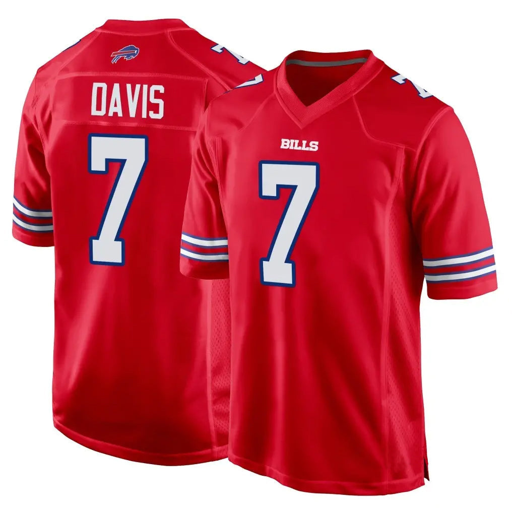 Johmsee B.Bills #7 Ray Davis Player Red Home Game Stitched Jerseys
