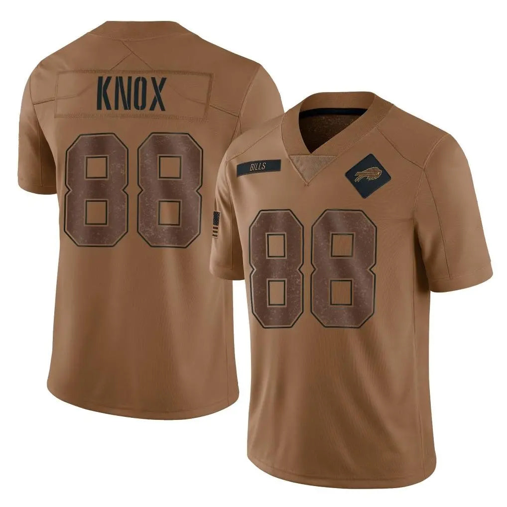 Johmsee B.Bills #88 Dawson Knox Player Brown Salute To Service Limited Stitched Jerseys