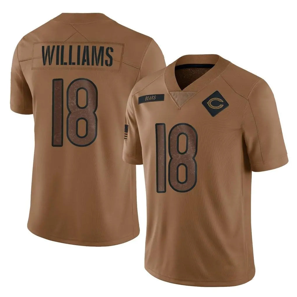 Johmsee C.Bears #18 Caleb Williams Player Brown Salute to Service Limited Stitched Jerseys