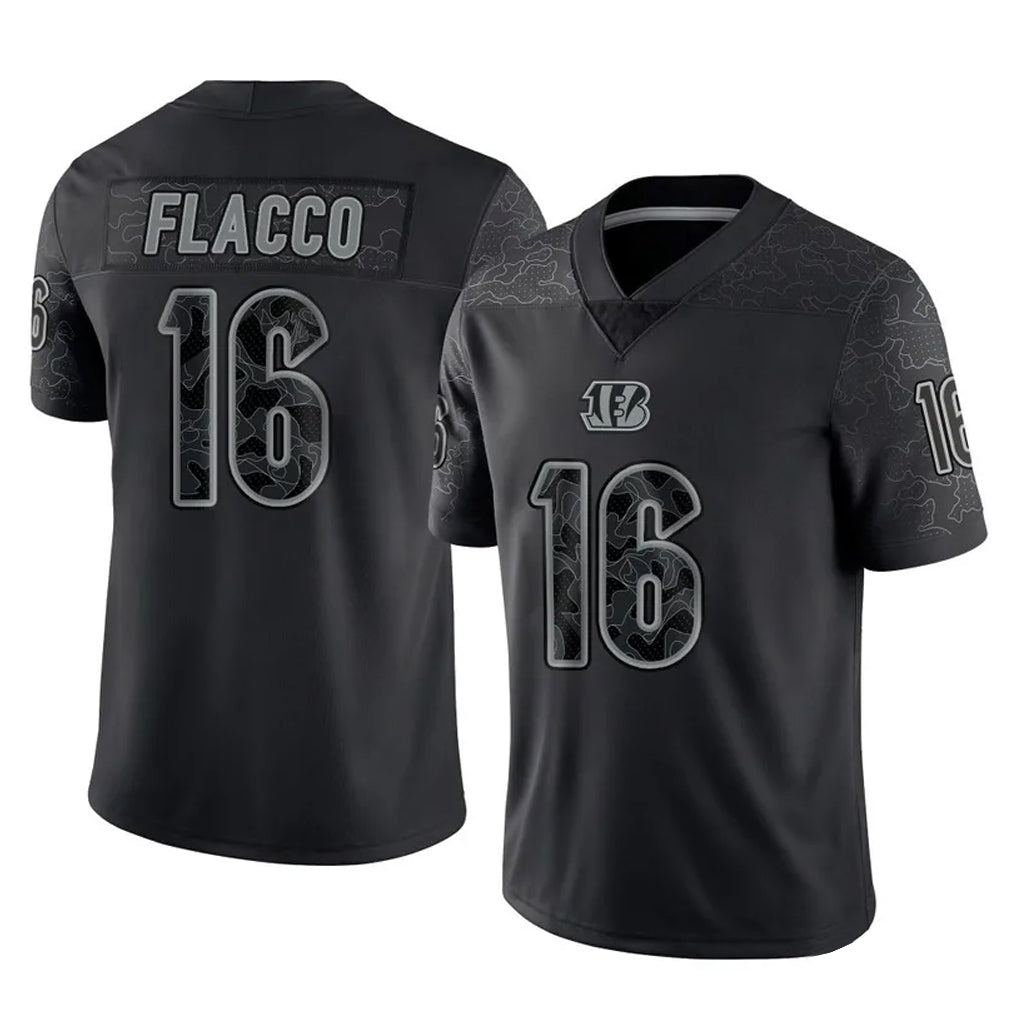 Johmsee C.Bengals #16 Joe Flacco Player Black Reflective Limited Game Stitched Jerseys