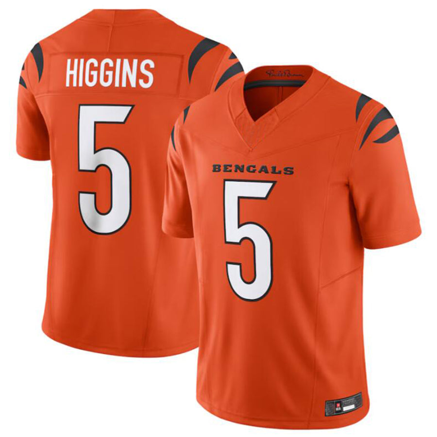 JohmseeC.Bengals #5 Tee Higgins Orange Vapor Untouchable Limited Jersey American Stitched  Jerseys