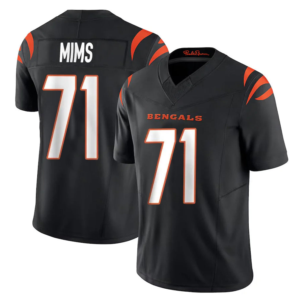 Johmsee C.Bengals #71 Amarius Mims Player Black Vapor F.U.S.E. Limited Home Game Stitched Jerseys