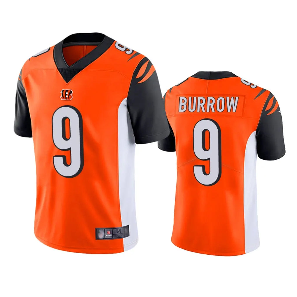 Johmsee C.Bengals #9 Joe Burrow Player Orange Limited Home Game Stitched Jerseys