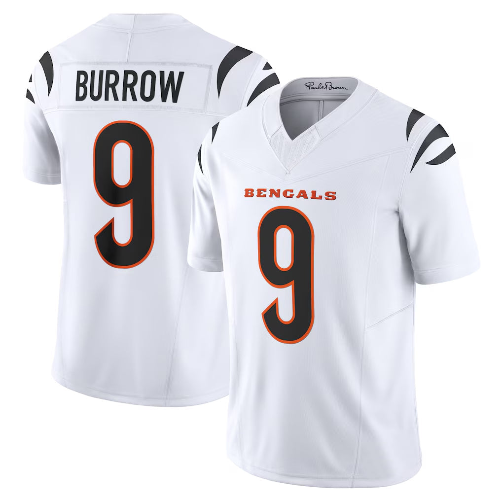 Johmsee C.Bengals #9 Joe Burrow Player White Vapor F.U.S.E. Limited Home Game Stitched Jerseys