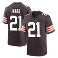Johmsee C.Browns #21 Denzel Ward Player Brown Home Game Stitched Jerseys