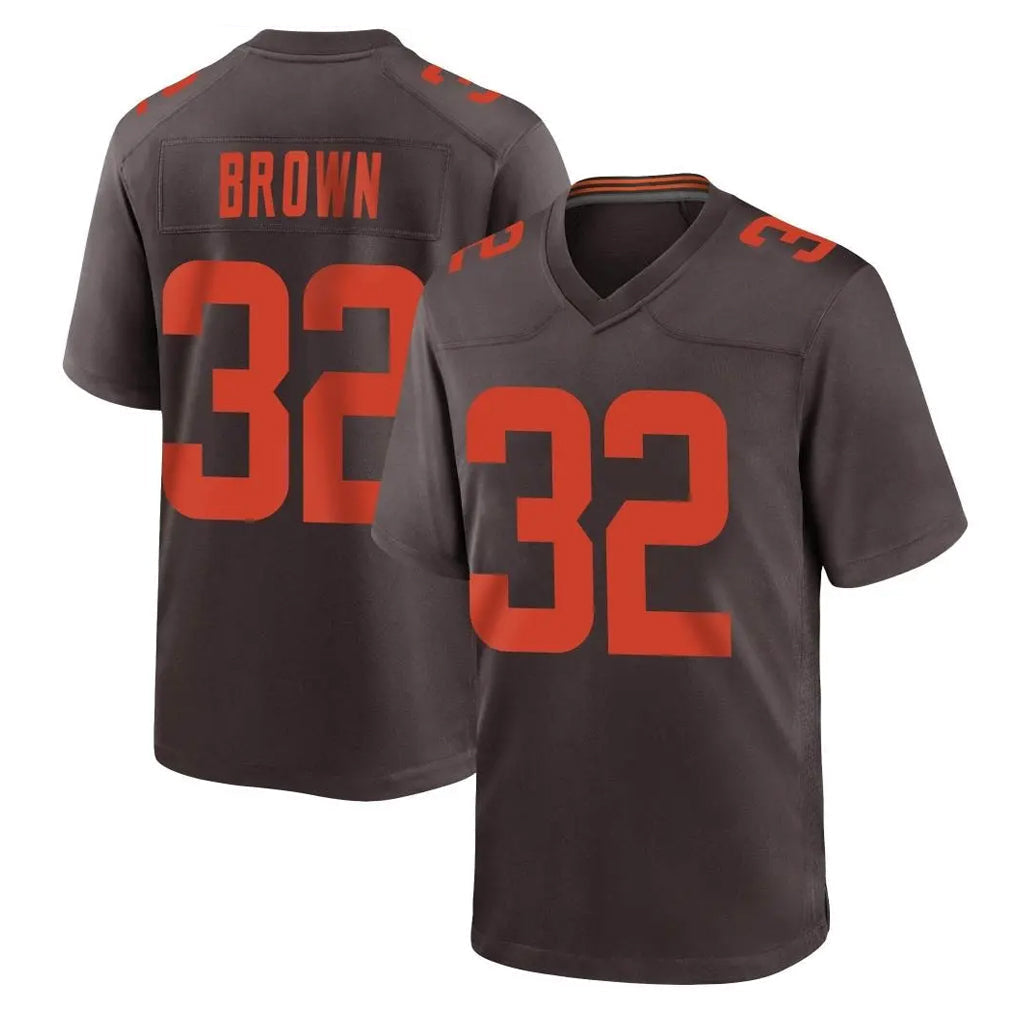 Johmsee C.Browns #32 Jim Brown Player Brown Alternate Home Game Stitched Jerseys