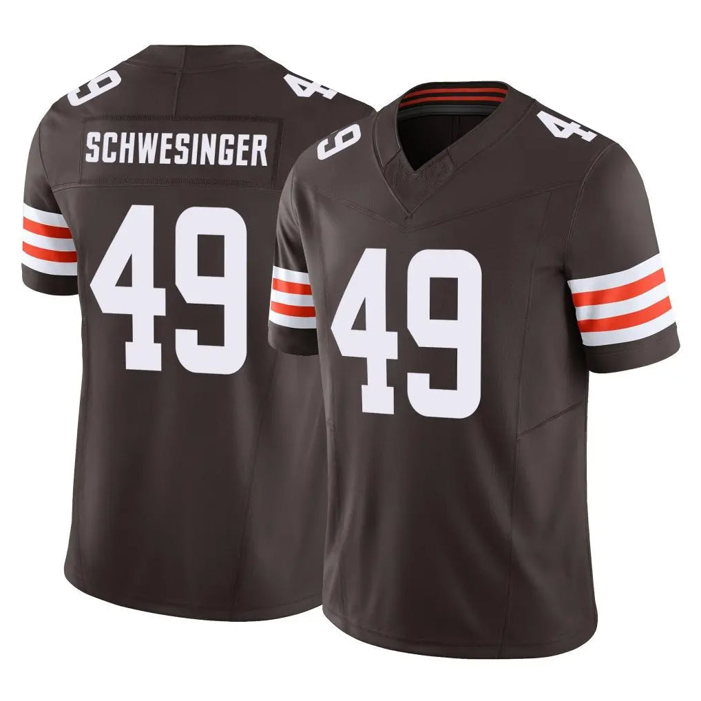 Johmsee C.Browns #49 Carson Schwesinger Player Brown Vapor F.U.S.E. Limited Home Game Stitched Jerseys