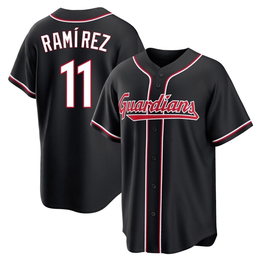 Johmsee C.Guardians #11 Jose Ramirez Player Black Fashion Out Home Game Stitched Jerseys