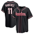 Johmsee C.Guardians #11 Jose Ramirez Player Black Fashion Out Home Game Stitched Jerseys