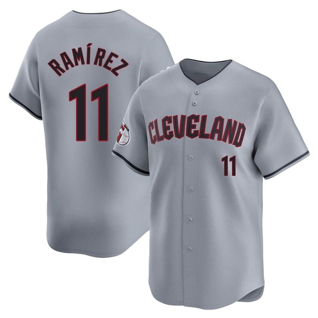 Johmsee C.Guardians #11 Jose Ramirez Player Gray Road Limited Home Stitched Jerseys