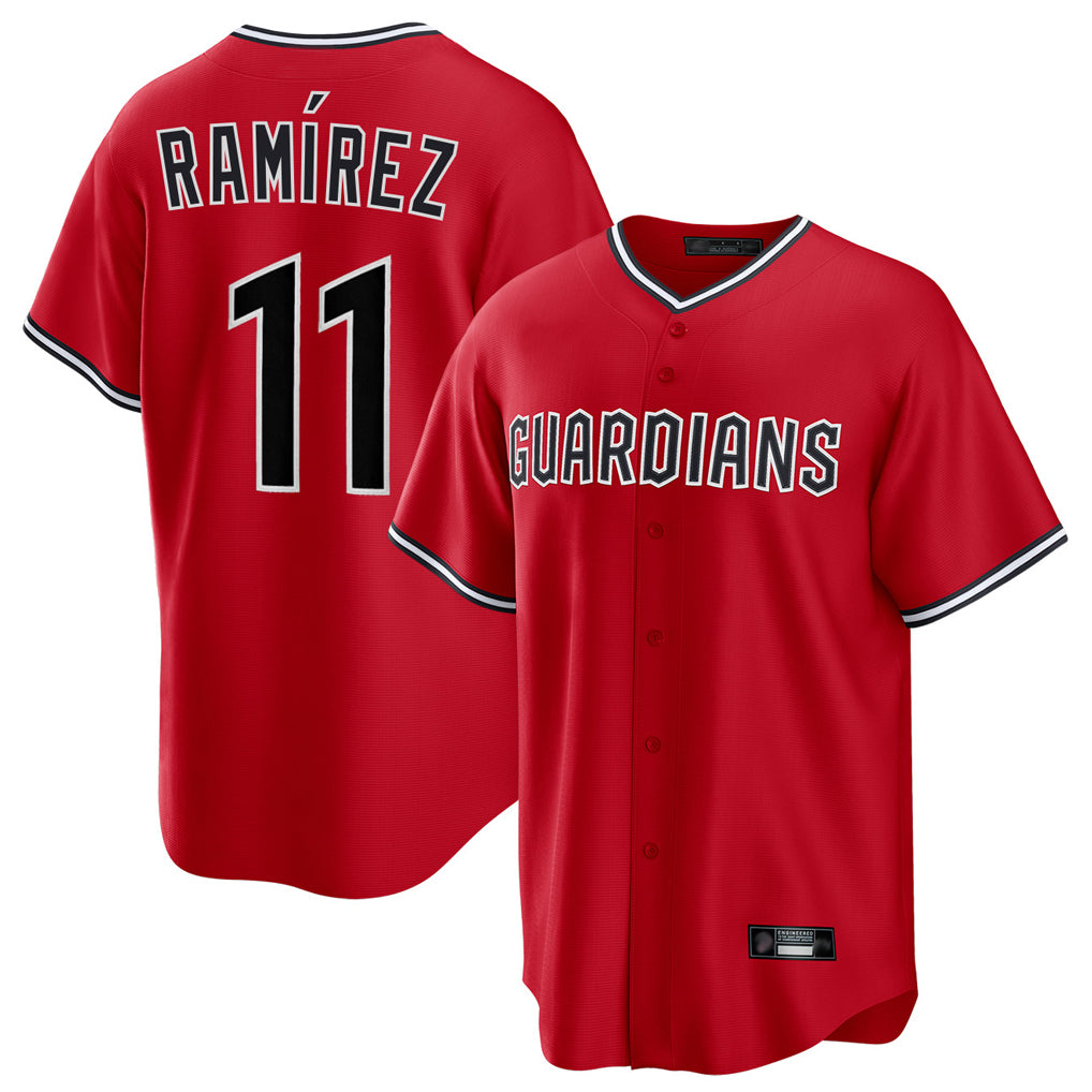 Johmsee C.Guardians #11 Jose Ramirez Player Red Home Game Stitched Jerseys