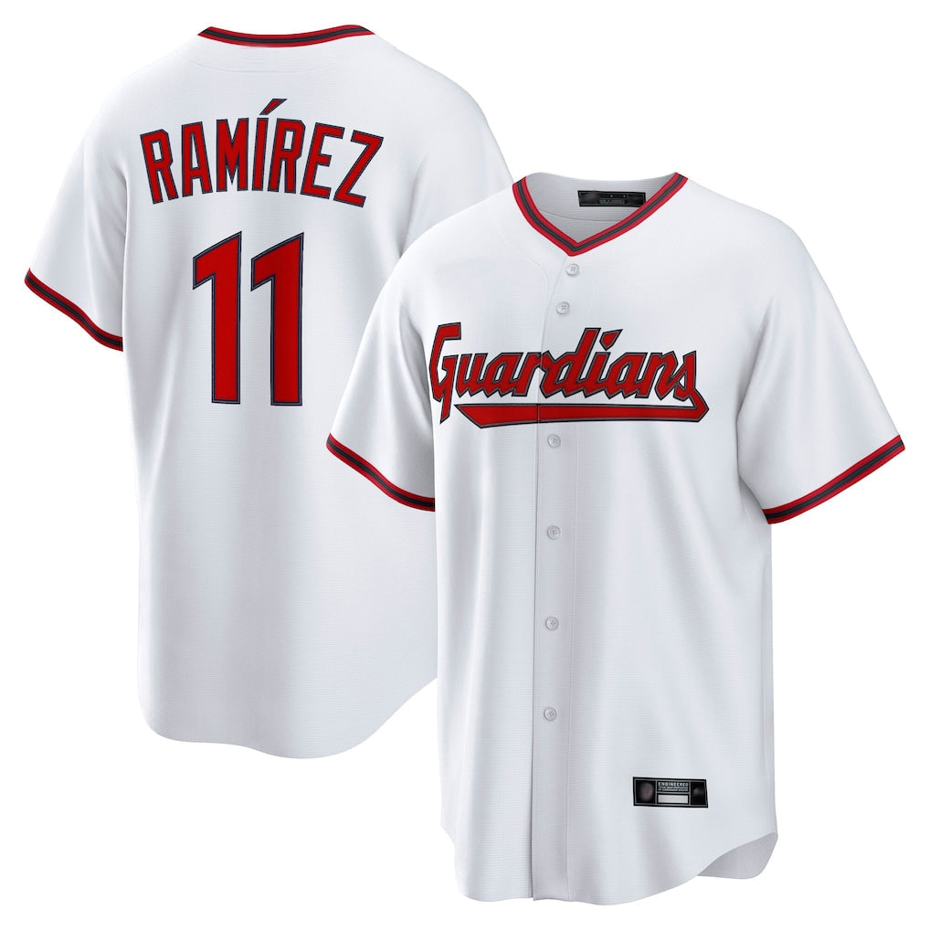 Johmsee C.Guardians #11 Jose Ramirez Player White Game Home Stitched Jerseys