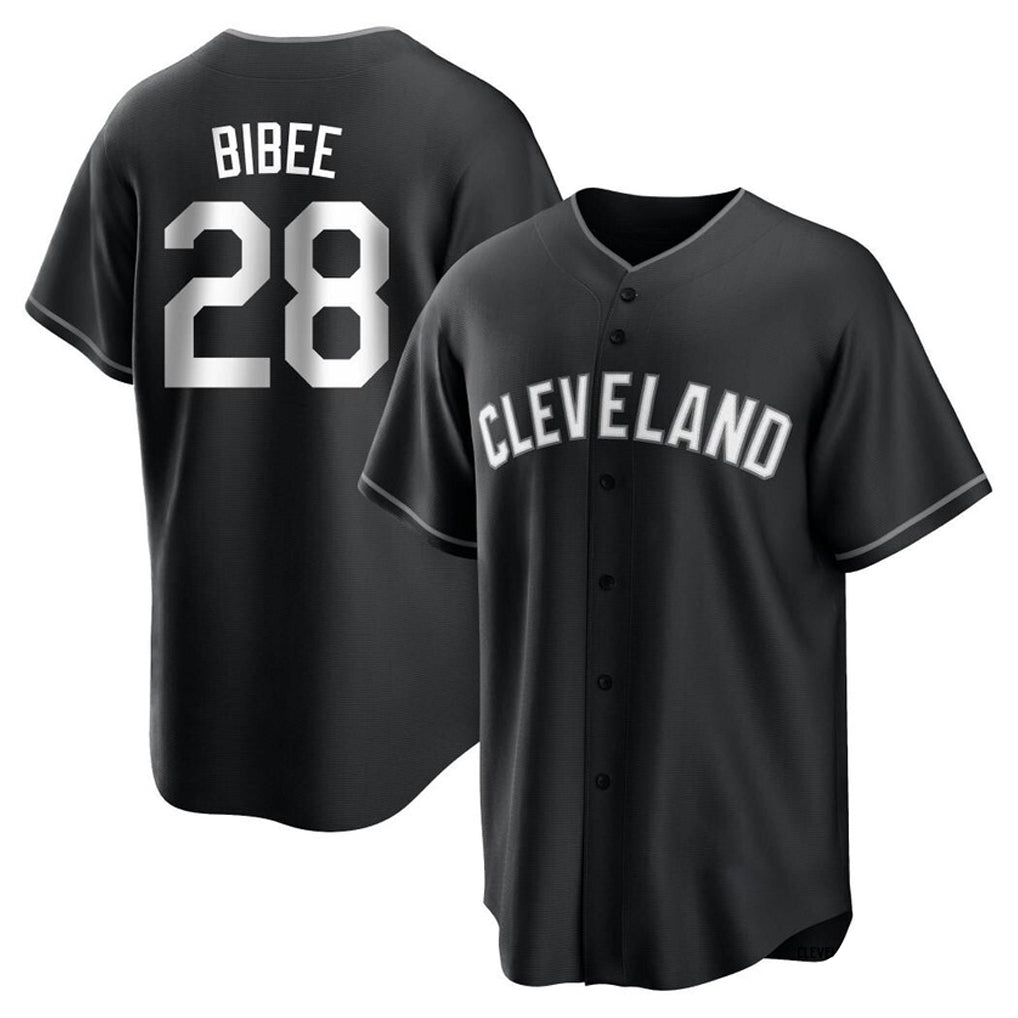 Johmsee C.Guardians #28 Tanner Bibee Player Black Home Game Stitched Jerseys