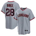 Johmsee C.Guardians #28 Tanner Bibee Player Gray Home Game Stitched Jerseys