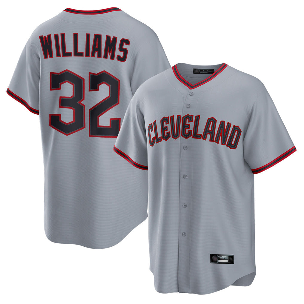 Johmsee C.Guardians #32 Gavin Williams Player Gray Home Game Stitched Jerseys