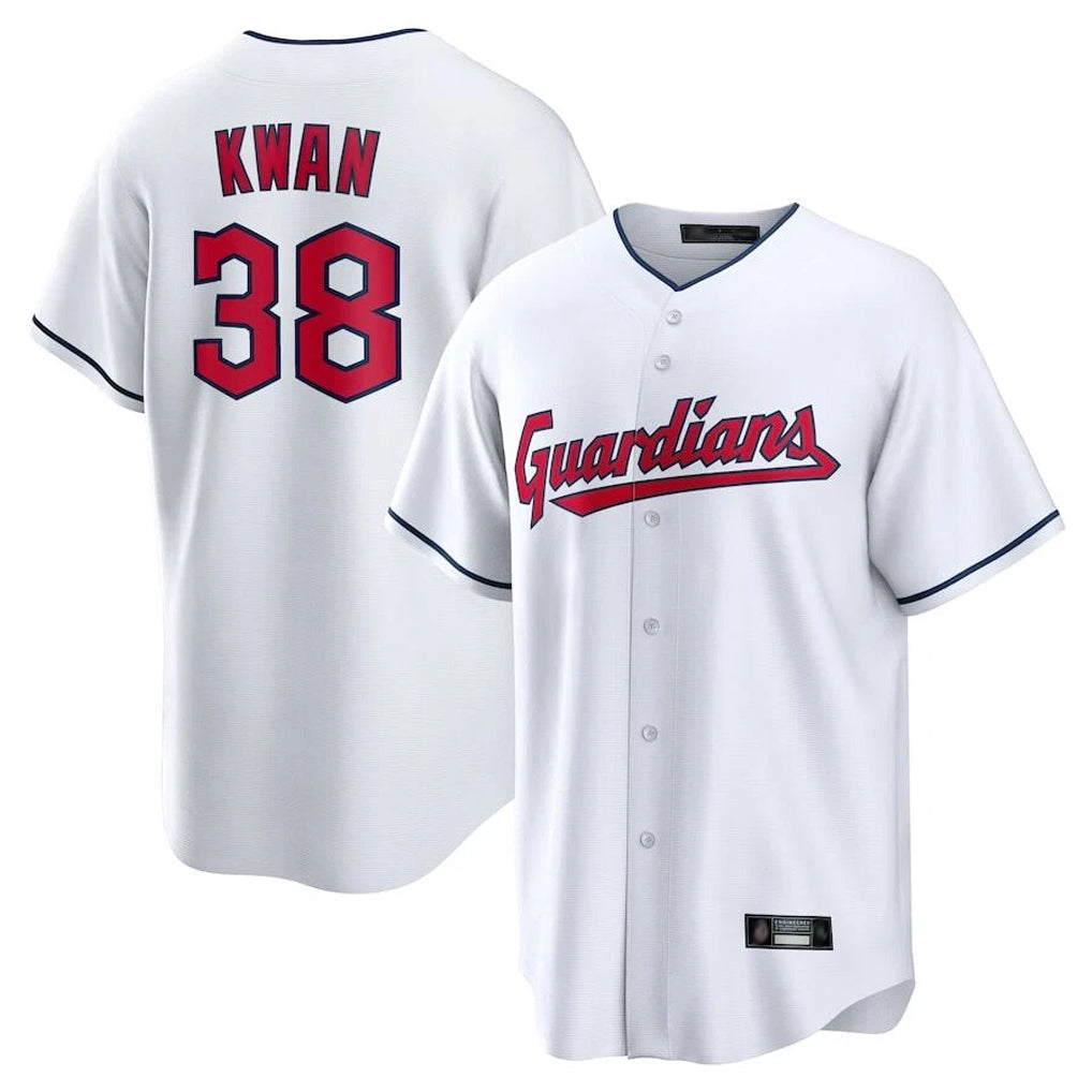 Johmsee C.Guardians #38 Steven Kwan Player White Home Game Stitched Jerseys