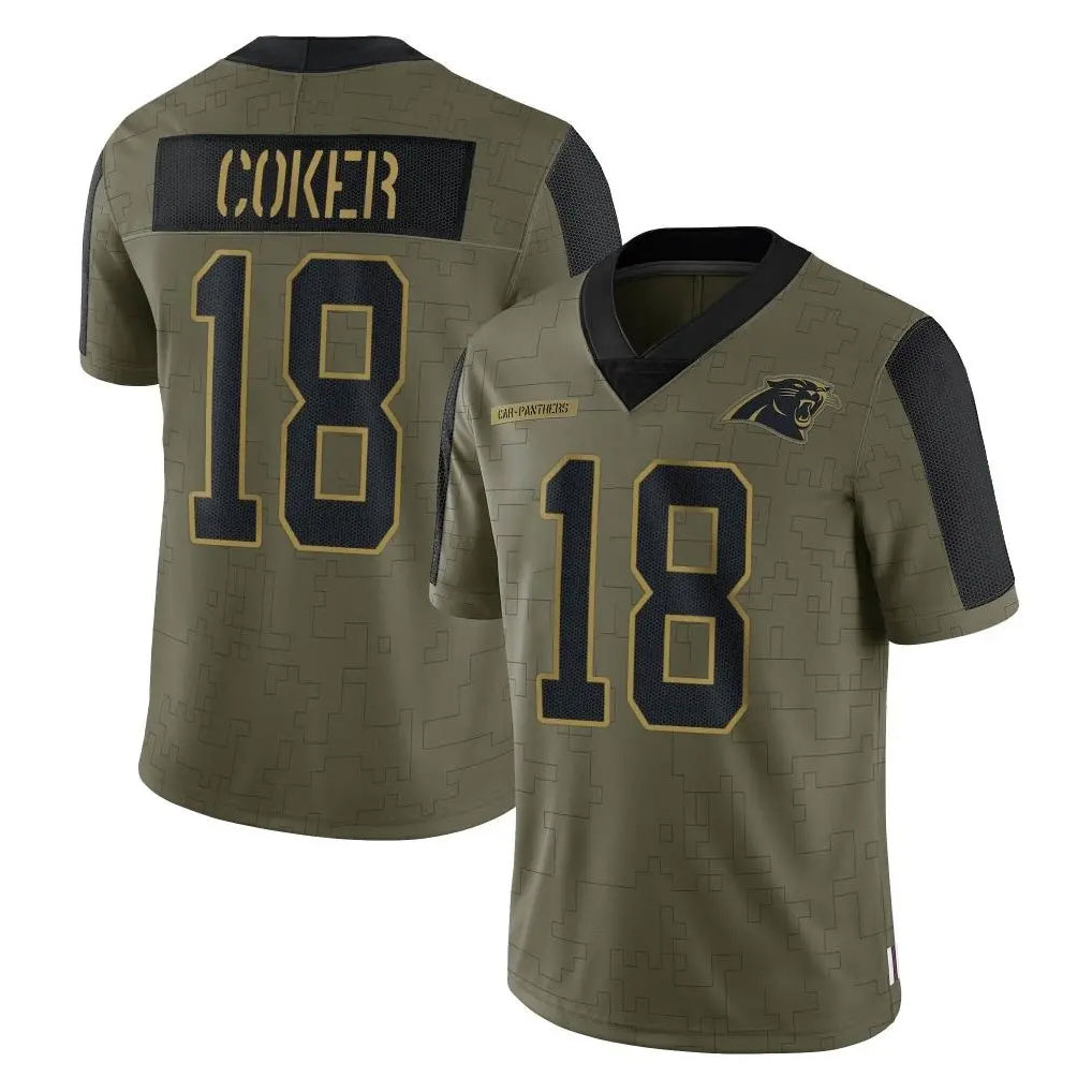 Johmsee C.Panthers #18 Jalen Coker Player Olive Salute to Service Limited Game Stitched Jerseys