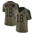 Johmsee C.Panthers #18 Jalen Coker Player Olive Salute to Service Limited Game Stitched Jerseys