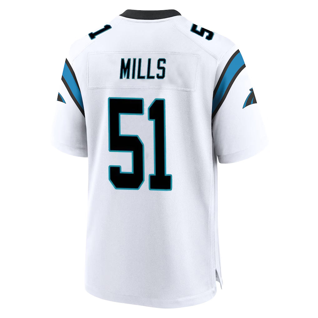 Johmsee C.Panthers #51 Sam Mills Player White Home Game Stitched Jerseys