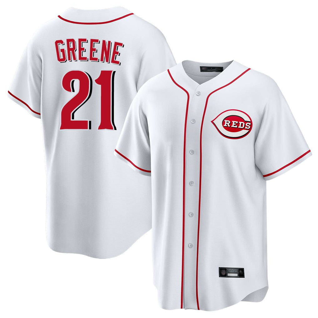 Johmsee C.Reds #21 Hunter Greene Player White Game Home Stitched Jerseys