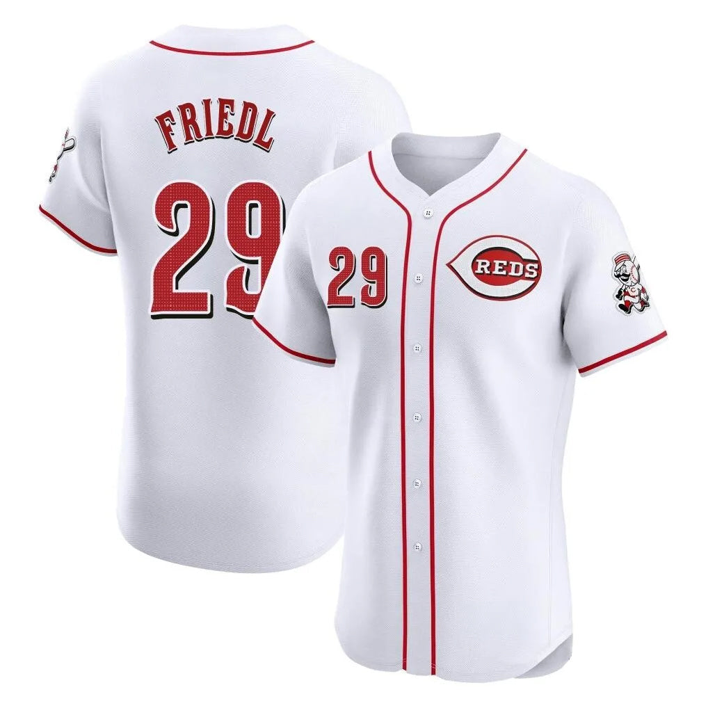 Johmsee C.Reds #29 TJ Friedl Player White Limited Elite Home Stitched Jerseys